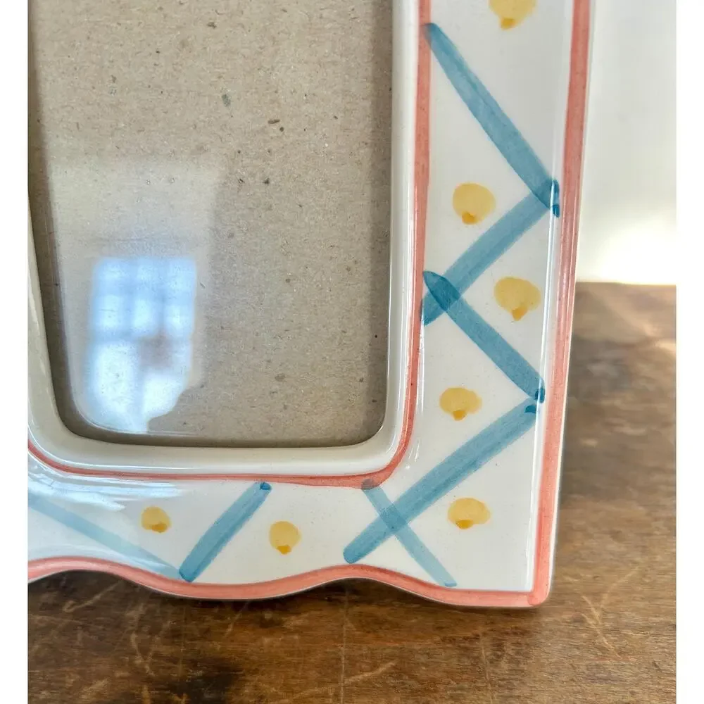 Vintage Handpainted Ceramic 2.5x4 Picture Frame | Cottagecore Granny Chic Decor